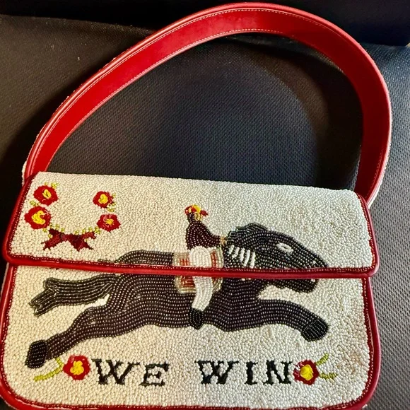 Staud Tommy Horse Graphics Glass Bead Shoulder Bag-Kentucky Derby Ready! - Picture 2 of 4